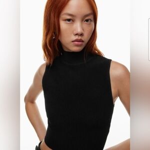 Aritzia Babaton Sculpt Knit Mockneck Tank In Black Size Medium